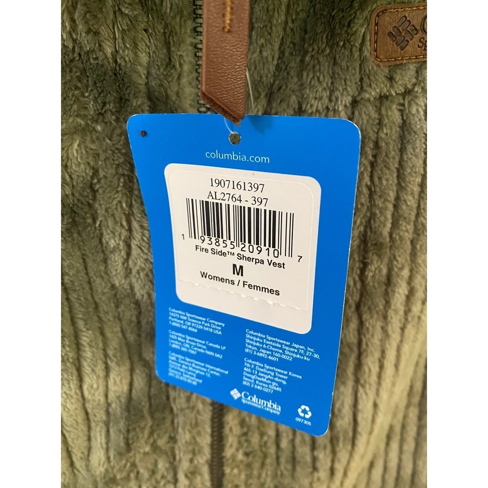 Columbia Fire Side Sherpa Vest Womens Medium Olive Green Full Zip Fleece AL2764 - Picture 3 of 10